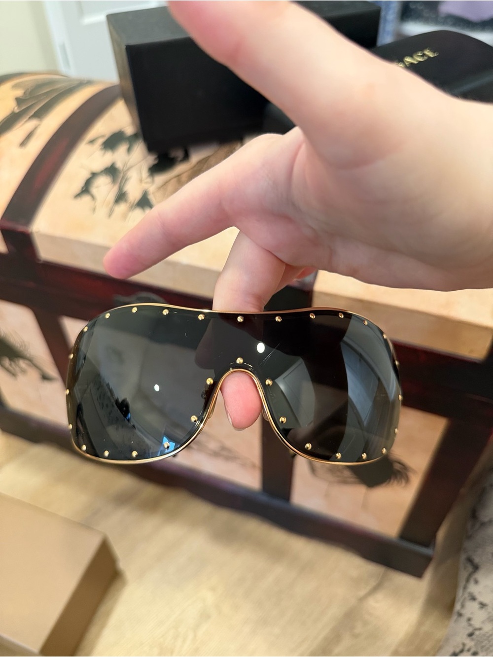 Versace Black and Gold Women’s Sunglasses - Picture 9 of 10